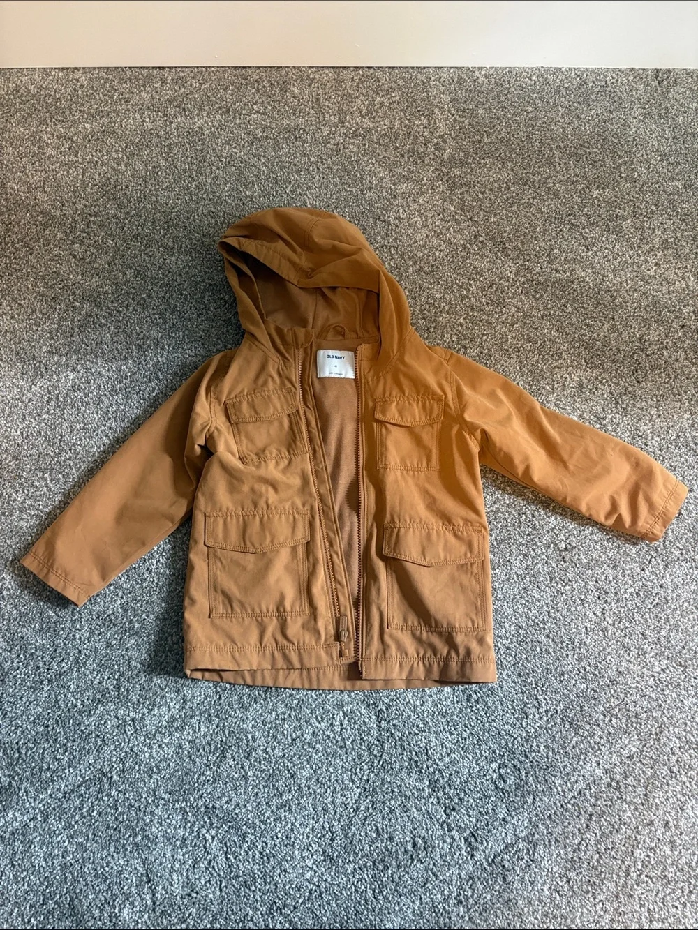 Old Navy Hooded Utility Raincoat in Camel Brown